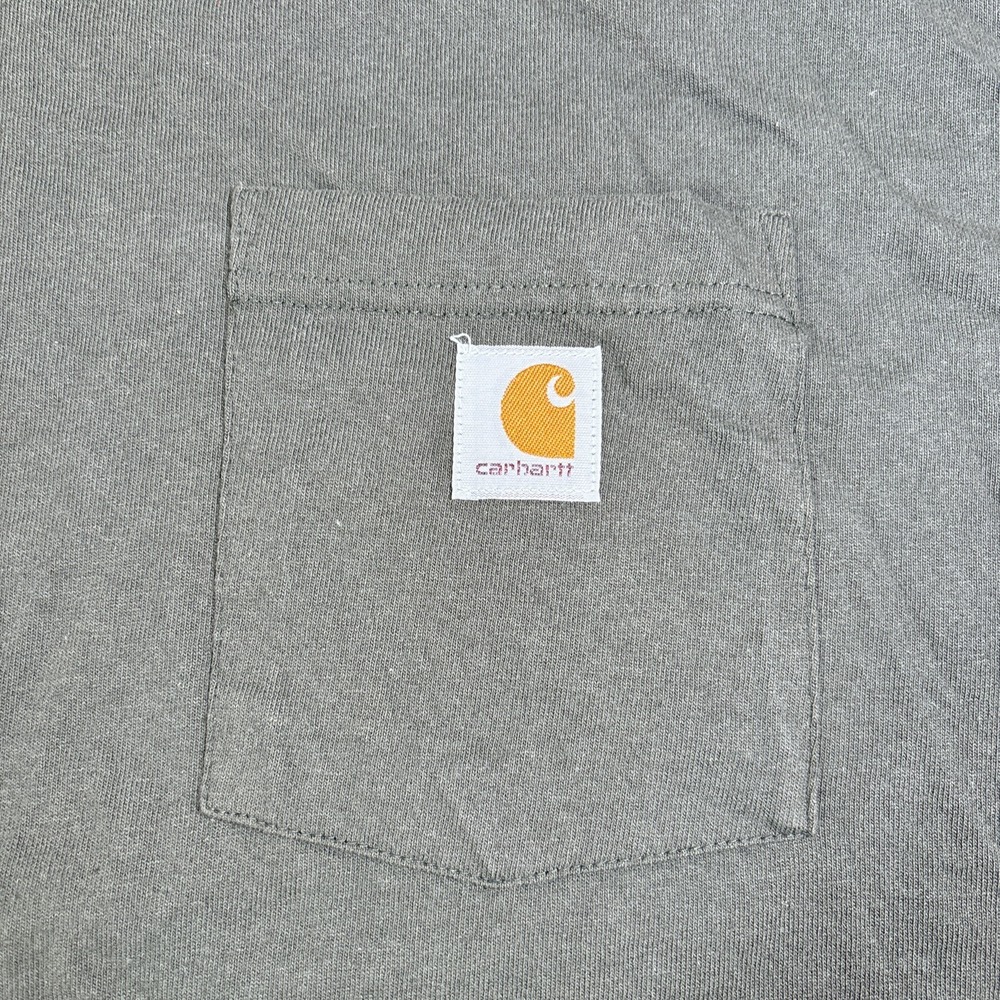 Carhartt T-Shirt Mens LARGE Green Crew Neck Short‎ Sleeve Loose Fit Workwear - Picture 2 of 10